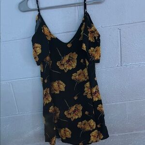Floral Black and Yellow Dress